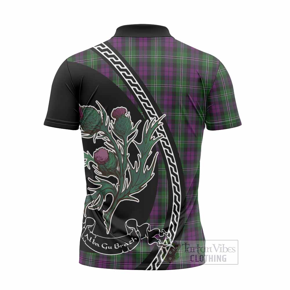 Wilson Family Crest Tartan Zipper Polo Shirt Alba Thistle Inspired - Tartan Vibes Clothing