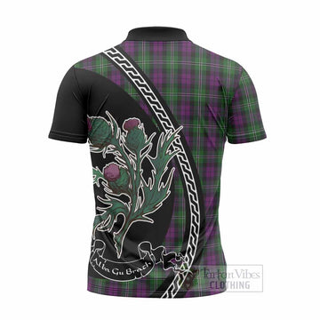 Wilson Family Crest Tartan Zipper Polo Shirt Alba Thistle Inspired - Tartan Vibes Clothing