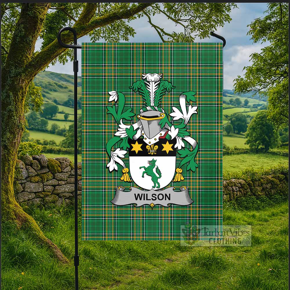 Wilson Irish Clan Tartan Flag with Coat of Arms