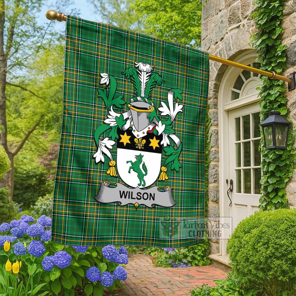 Wilson Irish Clan Tartan Flag with Coat of Arms