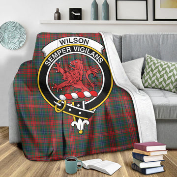 Wilson Modern Tartan Blanket with Family Crest