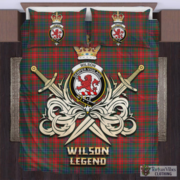 Wilson Modern Tartan Bedding Set with Clan Crest and the Golden Sword of Courageous Legacy
