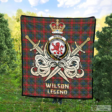 Wilson Modern Tartan Quilt with Clan Crest and the Golden Sword of Courageous Legacy