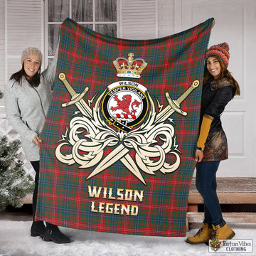 Wilson Modern Tartan Blanket with Clan Crest and the Golden Sword of Courageous Legacy