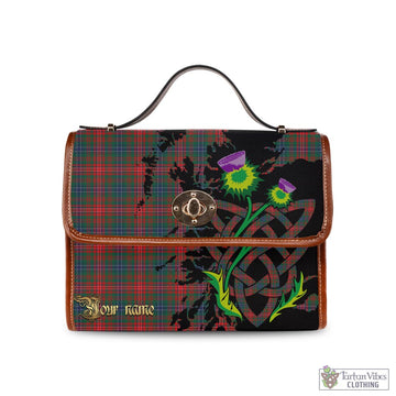 Wilson Modern Tartan Waterproof Canvas Bag with Scotland Map and Thistle Celtic Accents