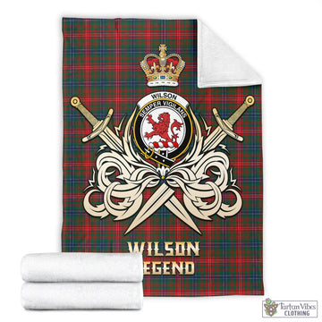 Wilson Modern Tartan Blanket with Clan Crest and the Golden Sword of Courageous Legacy