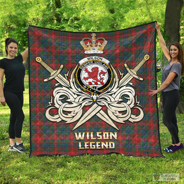 Wilson Modern Tartan Quilt with Clan Crest and the Golden Sword of Courageous Legacy
