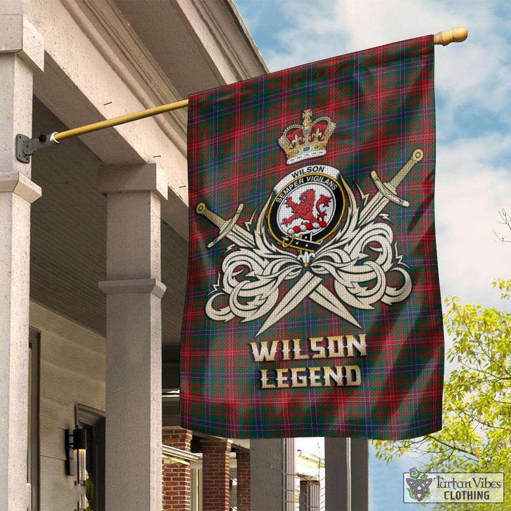 Tartan Vibes Clothing Wilson Modern Tartan Flag with Clan Crest and the Golden Sword of Courageous Legacy