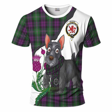 Wilson Scottish Terrier Tartan Crest T-Shirt Thistle Heritage Art