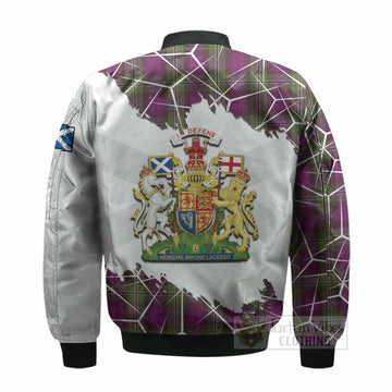 Wilson Tartan Bomber Jacket with Family Crest and Lion Rampant Grunge Style