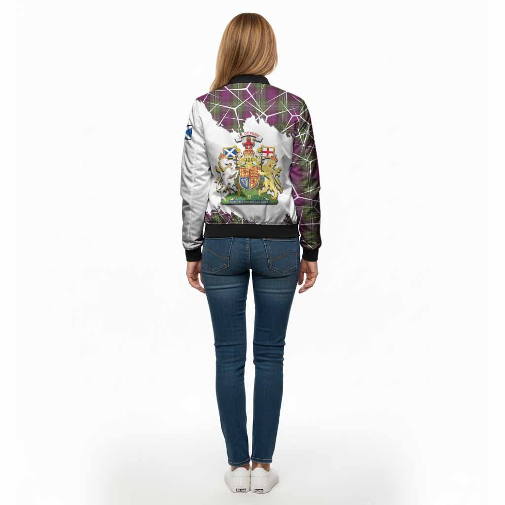 Wilson Tartan Bomber Jacket with Family Crest and Lion Rampant Grunge Style