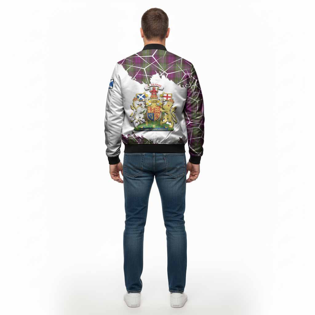 Wilson Tartan Bomber Jacket with Family Crest and Lion Rampant Grunge Style