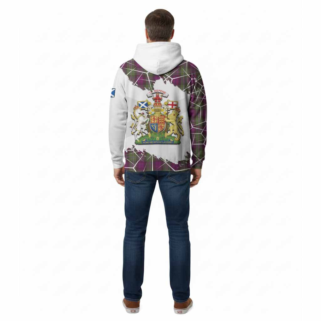 Wilson Tartan Cotton Hoodie with Family Crest and Lion Rampant Grunge Style