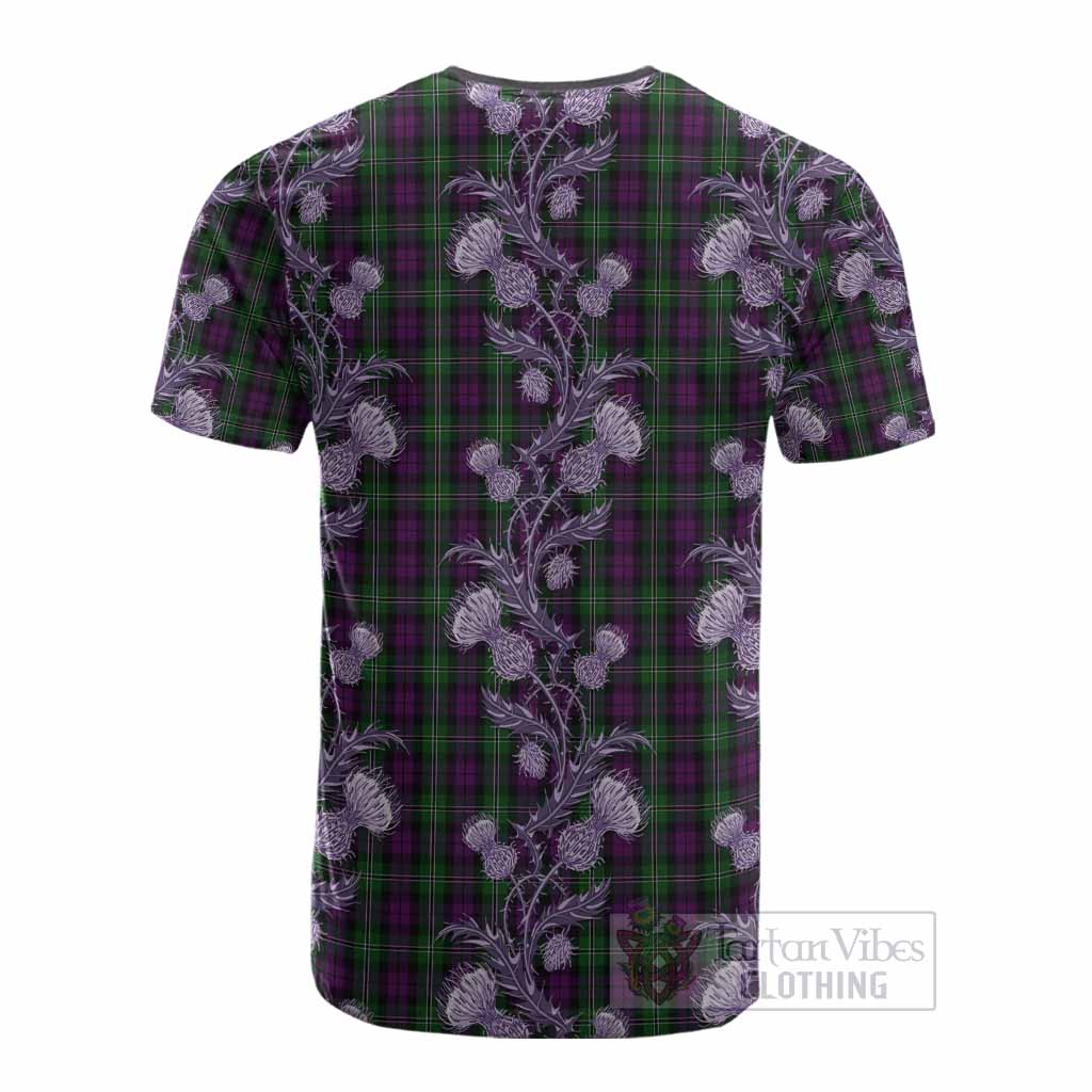Wilson Tartan Cotton T-shirt Seamless Scottish Thistle Flowers