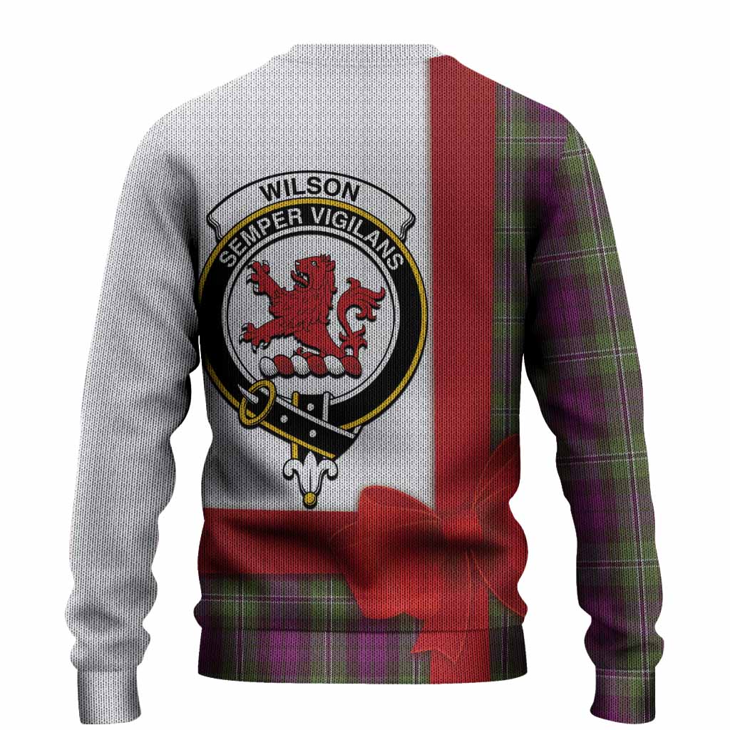 Wilson Tartan Crest Christmas Christmas Ugly Sweater Highland Cow Bagpipes Coquette Bow Style