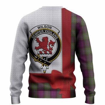 Wilson Tartan Crest Christmas Christmas Ugly Sweater Highland Cow Bagpipes Coquette Bow Style