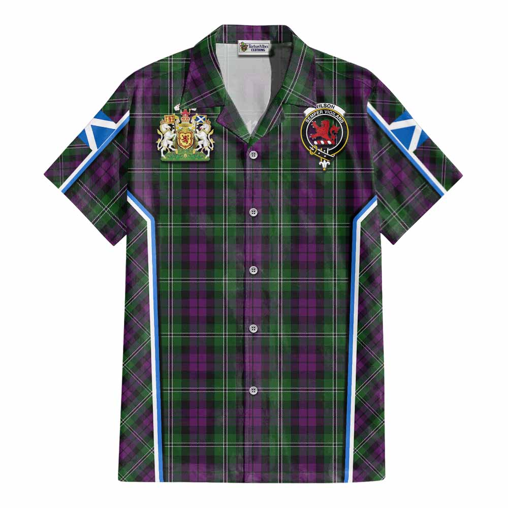 Wilson Tartan Crest Cotton Hawaiian Shirt Scotland Coat of Arm Flag Style - Tartan Vibes Clothing