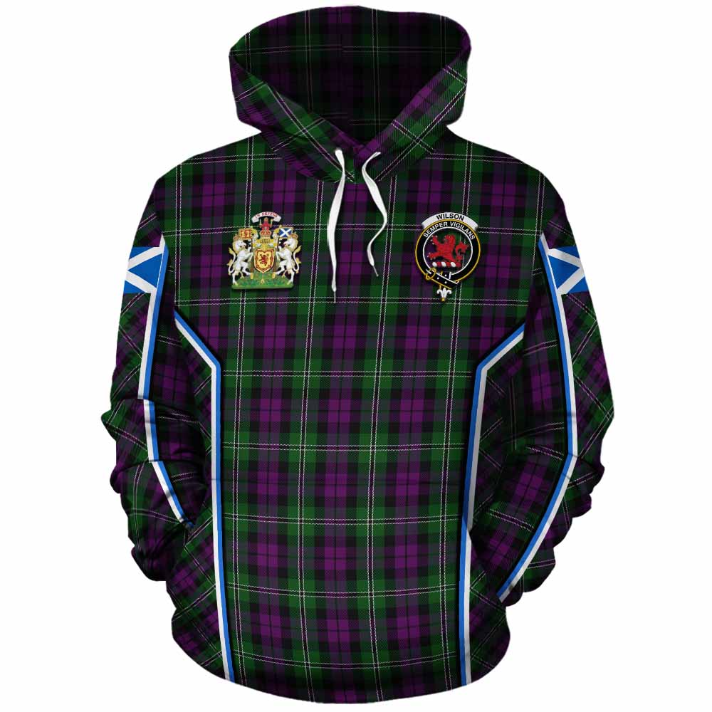 Wilson Tartan Crest Cotton Hoodie Scotland Coat of Arm Flag Style - Tartan Vibes Clothing