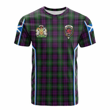 Wilson Tartan Crest Cotton T-shirt Scotland Coat of Arm Flag Style