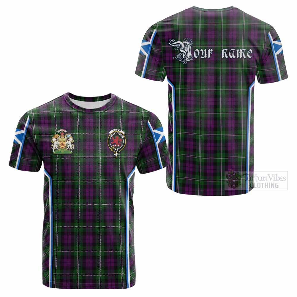 Wilson Tartan Crest Cotton T-shirt Scotland Coat of Arm Flag Style - Tartan Vibes Clothing