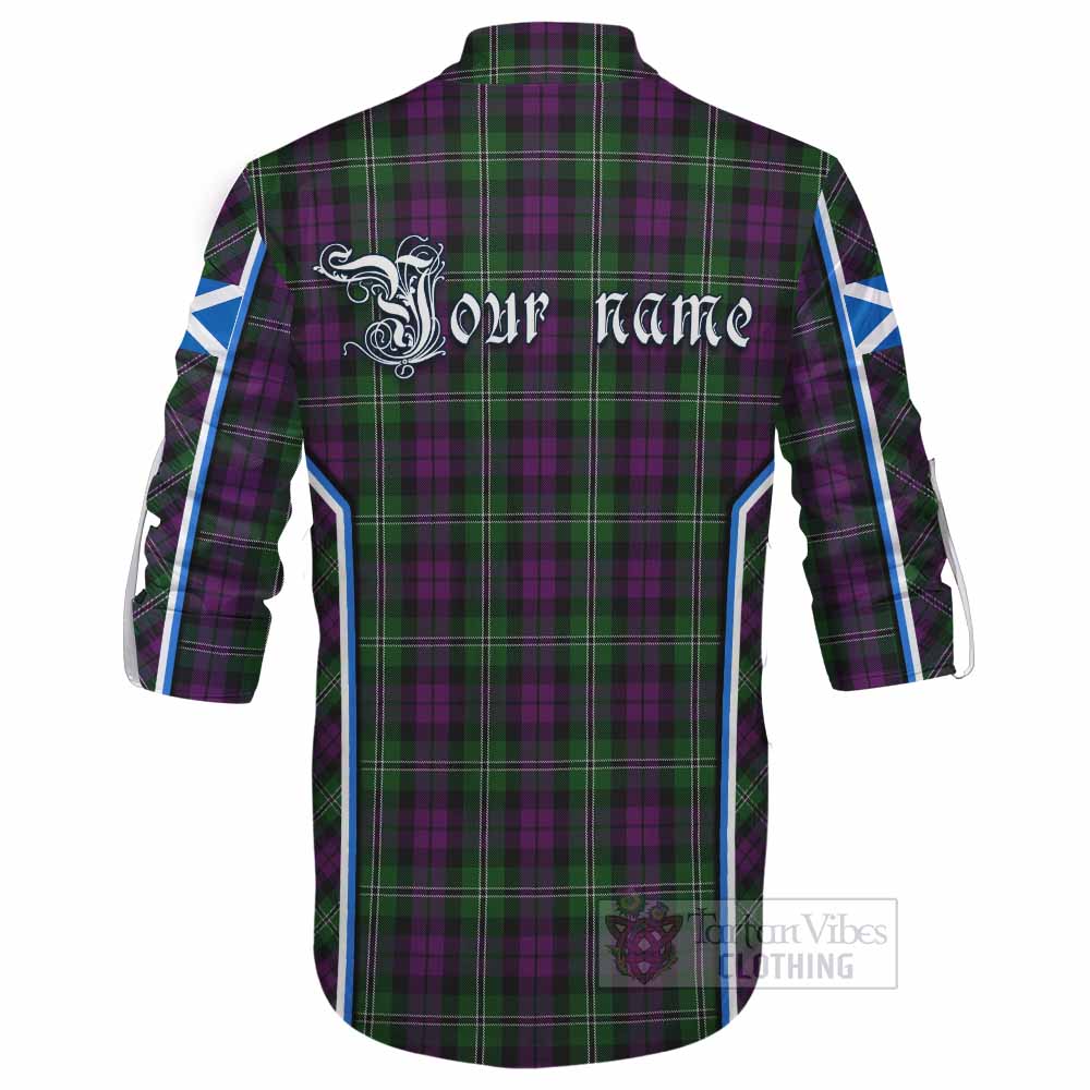 Wilson Tartan Crest Ghillie Kilt Shirt Scotland Coat of Arm Flag Style - Tartan Vibes Clothing