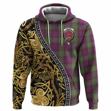 Wilson Tartan Crest Hoodie Celtic Knot and Triple Trickle Spiral Symbols