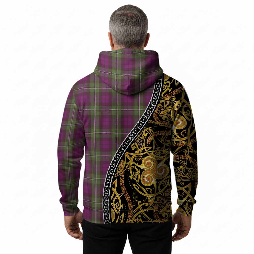 Wilson Tartan Crest Hoodie Celtic Knot and Triple Trickle Spiral Symbols