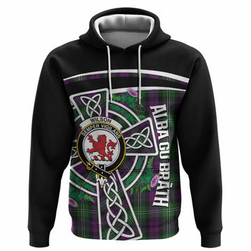 Wilson Tartan Crest Hoodie Scottish Thistle Celtic Cross Alba Gu Brath
