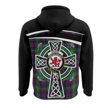 Wilson Tartan Crest Hoodie Scottish Thistle Celtic Cross Alba Gu Brath