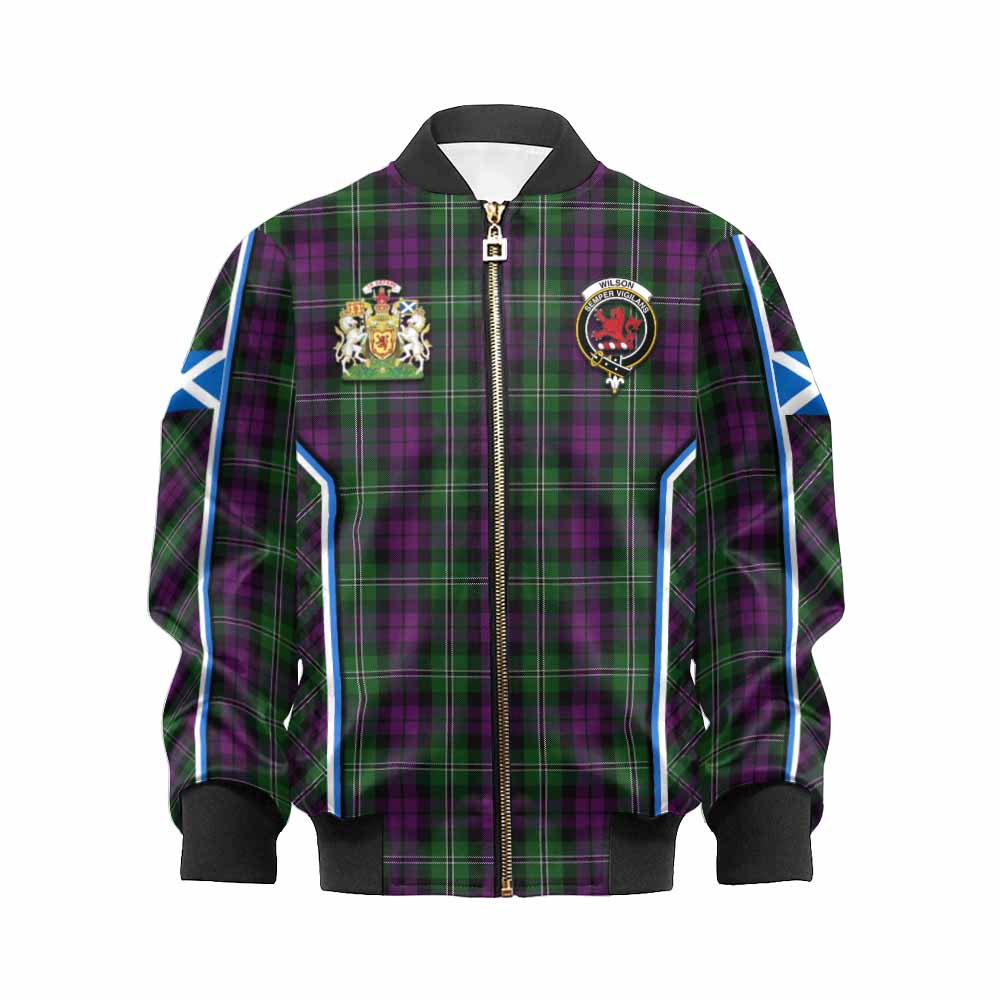 Wilson Tartan Crest Kid Bomber Jacket Scotland Coat of Arm Flag Style - Tartan Vibes Clothing