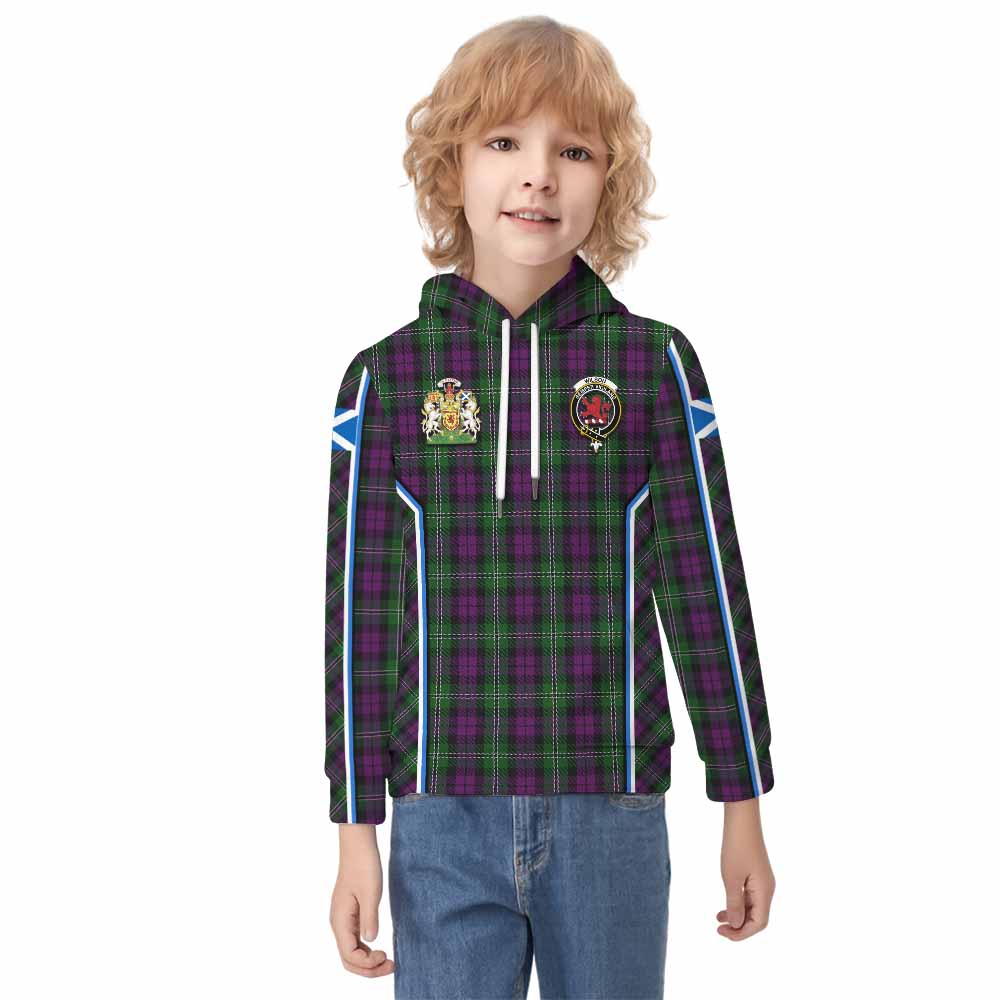 Wilson Tartan Crest Kid Hoodie Scotland Coat of Arm Flag Style - Tartan Vibes Clothing