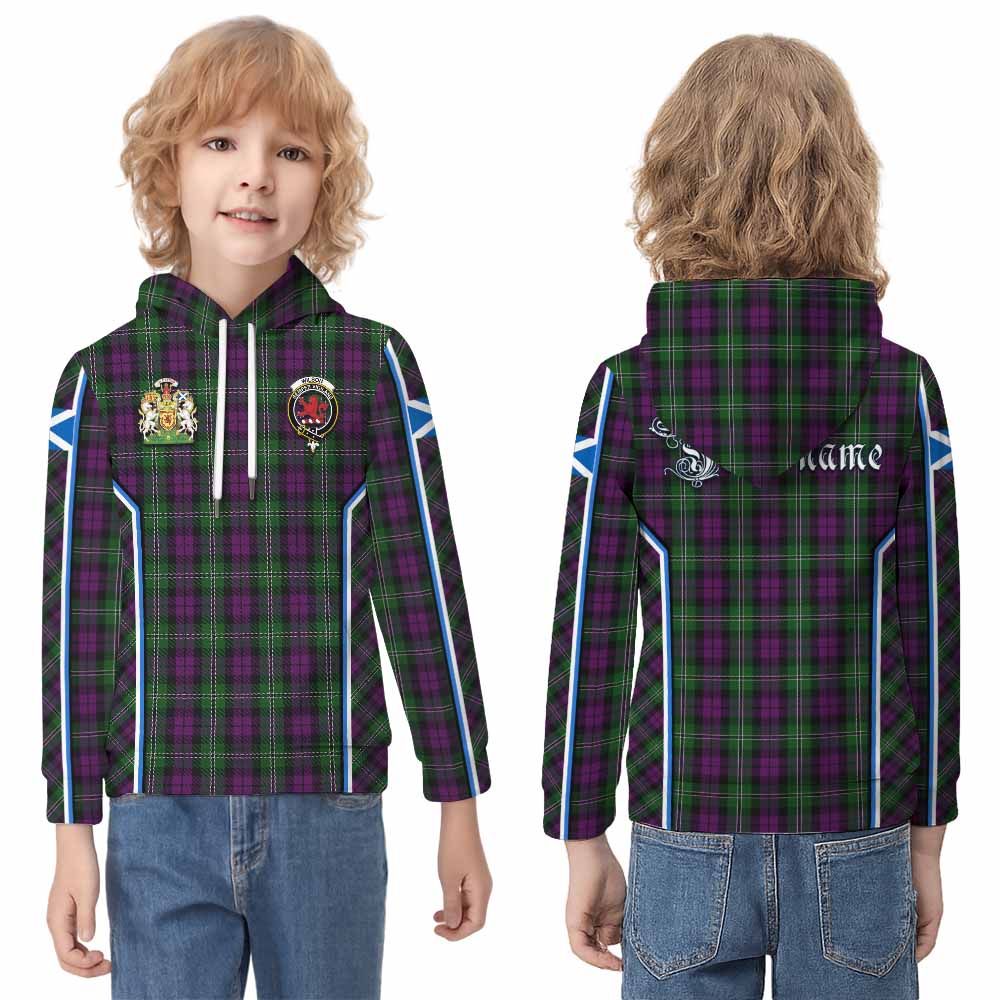 Wilson Tartan Crest Kid Hoodie Scotland Coat of Arm Flag Style - Tartan Vibes Clothing