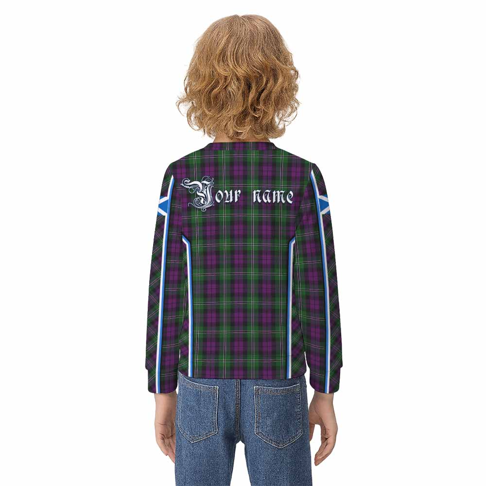 Wilson Tartan Crest Kid Knitted Sweatshirt Scotland Coat of Arm Flag Style - Tartan Vibes Clothing