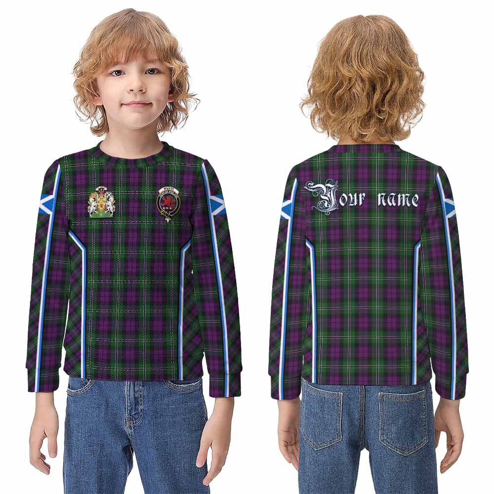 Wilson Tartan Crest Kid Knitted Sweatshirt Scotland Coat of Arm Flag Style - Tartan Vibes Clothing