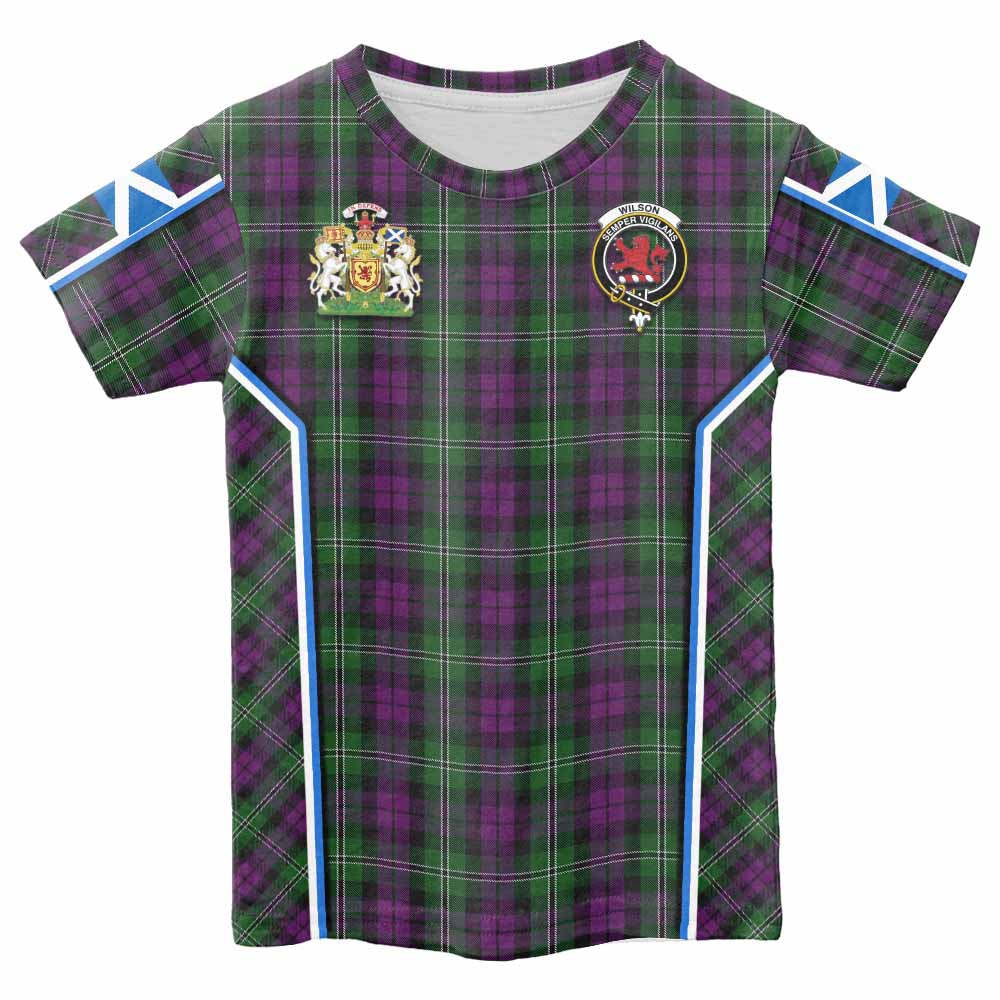 Wilson Tartan Crest Kid T-shirt Scotland Coat of Arm Flag Style - Tartan Vibes Clothing