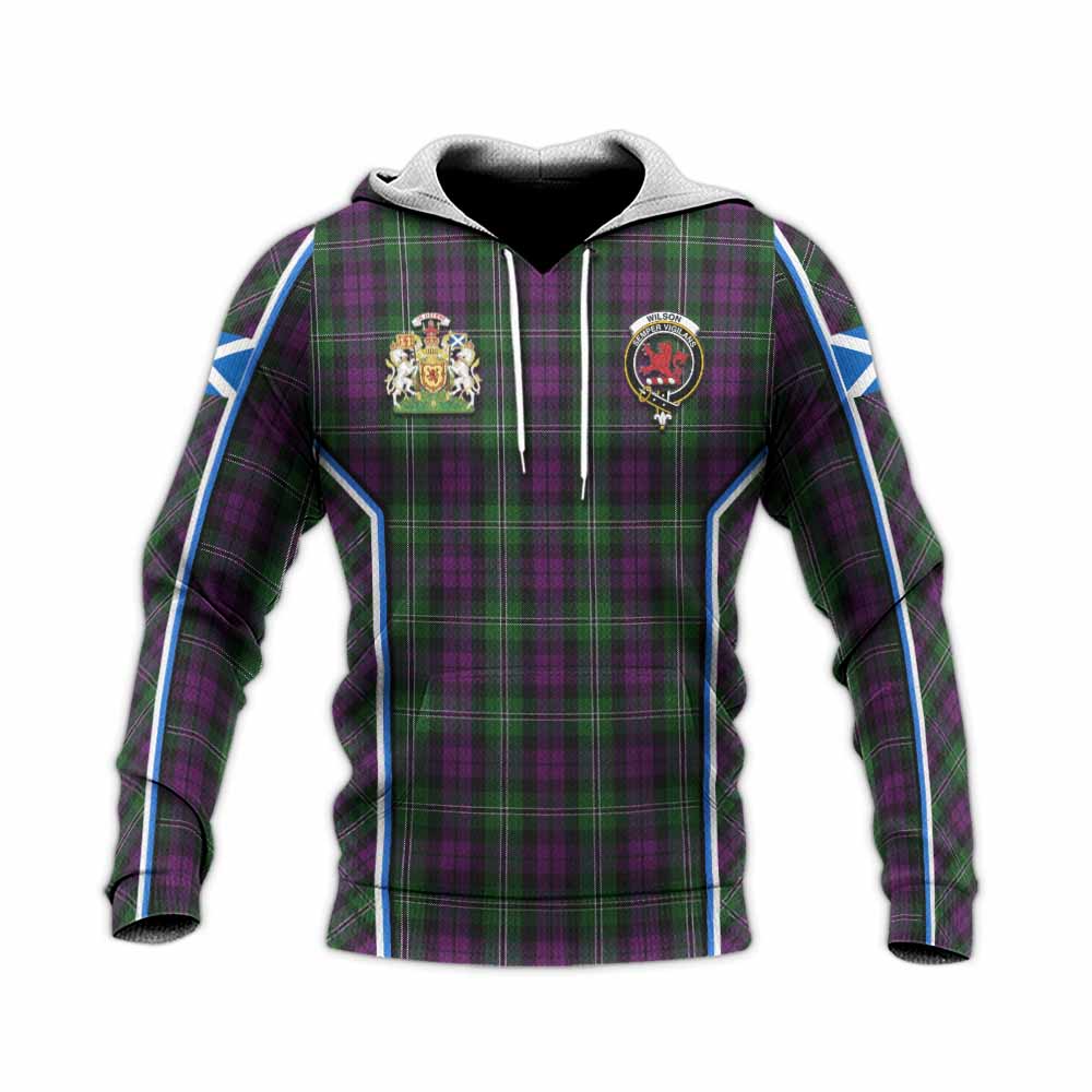 Wilson Tartan Crest Knitted Hoodie Scotland Coat of Arm Flag Style - Tartan Vibes Clothing