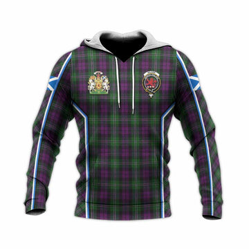 Wilson Tartan Crest Knitted Hoodie Scotland Coat of Arm Flag Style - Tartan Vibes Clothing