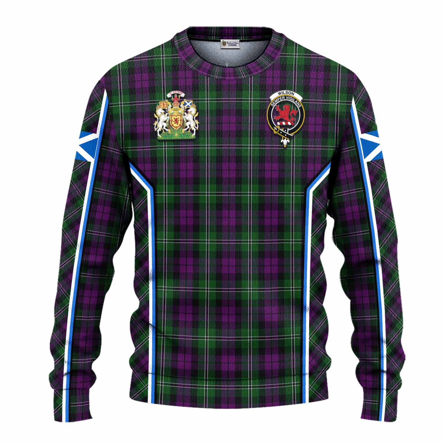 Wilson Tartan Crest Knitted Sweater Scotland Coat of Arm Flag Style - Tartan Vibes Clothing