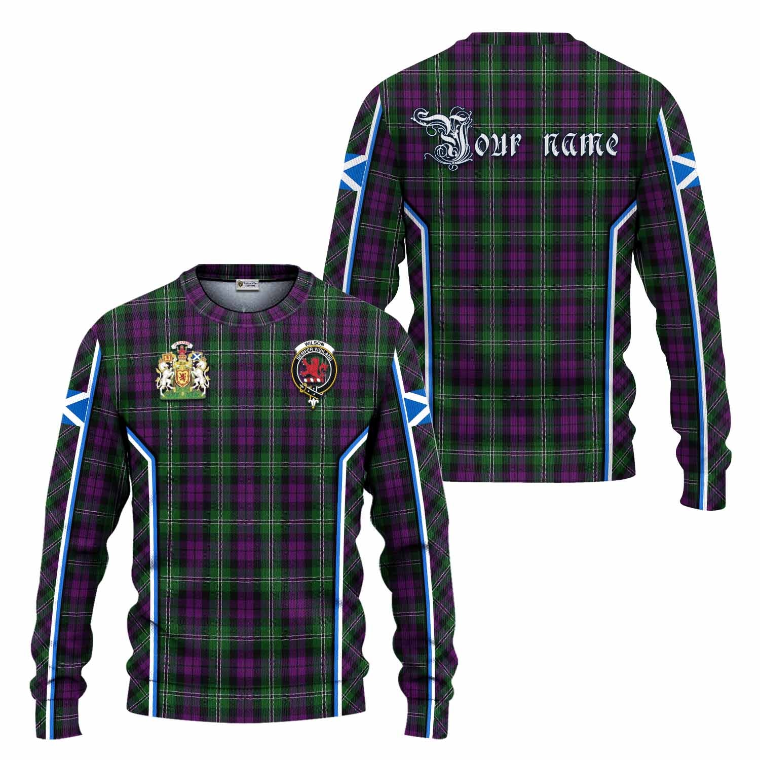 Wilson Tartan Crest Knitted Sweater Scotland Coat of Arm Flag Style - Tartan Vibes Clothing