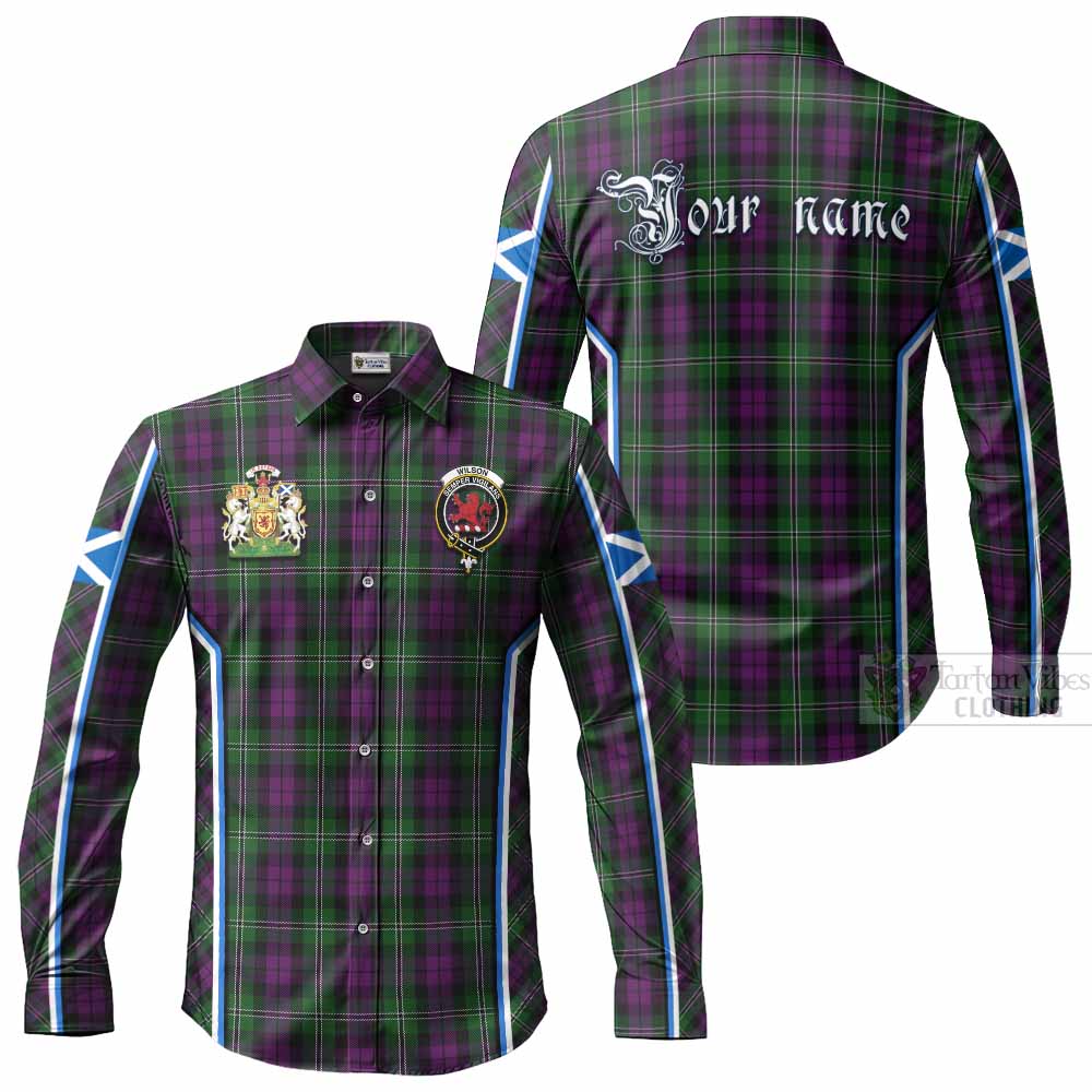 Wilson Tartan Crest Long Sleeve Button Shirts Scotland Coat of Arm Flag Style - Tartan Vibes Clothing