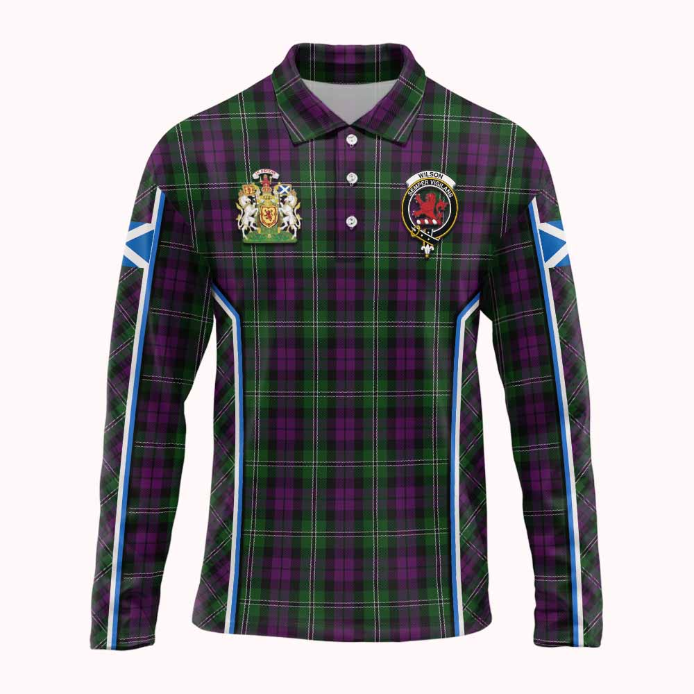 Wilson Tartan Crest Long Sleeve Polo Shirt Scotland Coat of Arm Flag Style - Tartan Vibes Clothing
