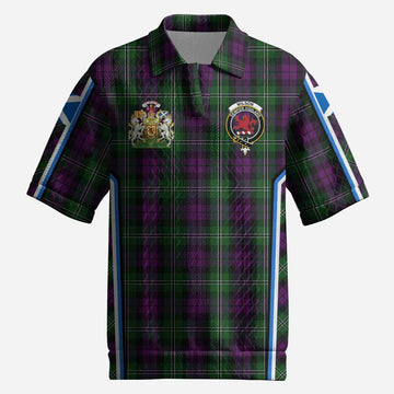Wilson Tartan Crest Men’s Polo Sweater Top Scotland Coat of Arm Flag Style