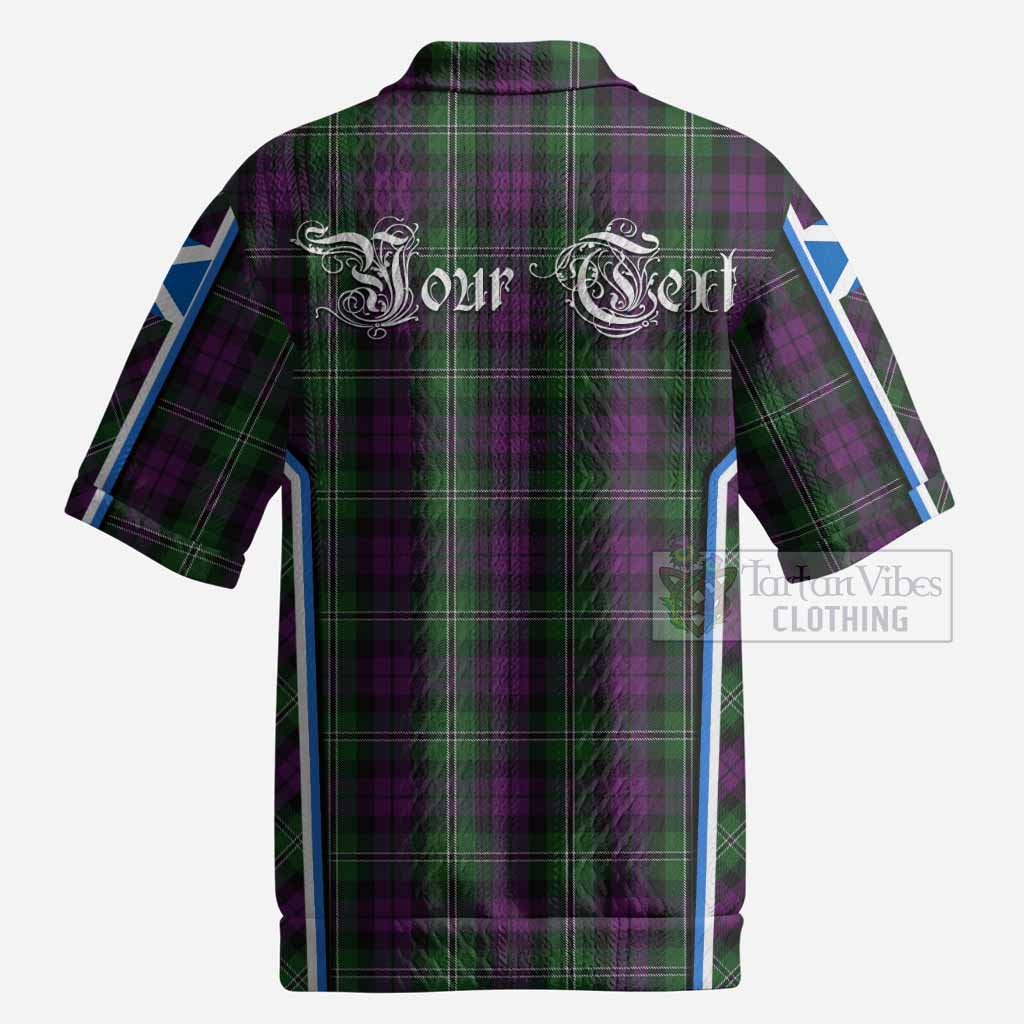 Wilson Tartan Crest Men’s Polo Sweater Top Scotland Coat of Arm Flag Style