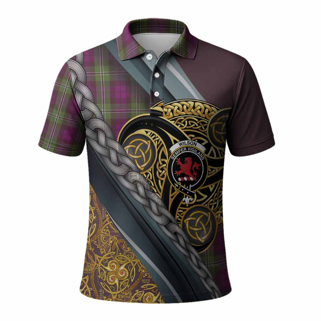 Wilson Tartan Crest Polo Shirt Scottish Triskele Celtic