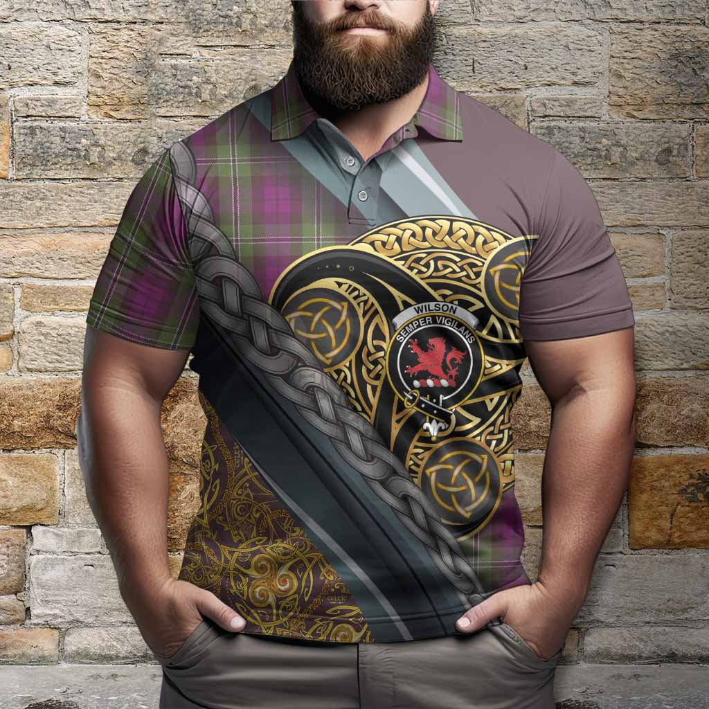 Wilson Tartan Crest Polo Shirt Scottish Triskele Celtic