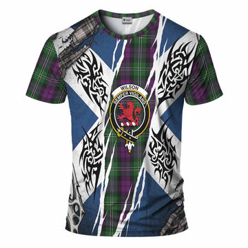 Wilson Tartan Crest T-Shirt Scotland Flag Ripped Tribal Design