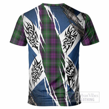 Wilson Tartan Crest T-Shirt Scotland Flag Ripped Tribal Design
