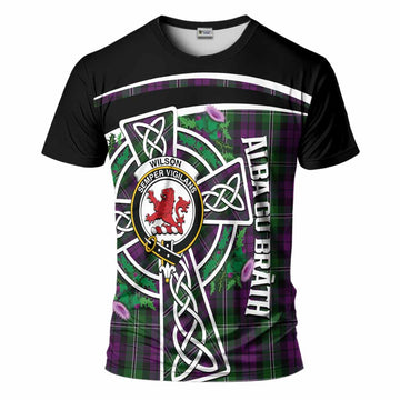 Wilson Tartan Crest T-Shirt Scottish Thistle Celtic Cross Alba Gu Brath