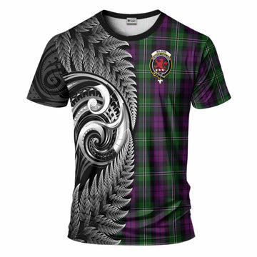 Wilson Tartan Crest T-Shirt With New Zealand Silver Fern Maori Koru