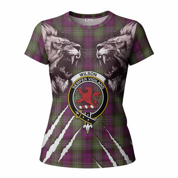 Wilson Tartan Crest Women T shirt Ferocious Lion Style